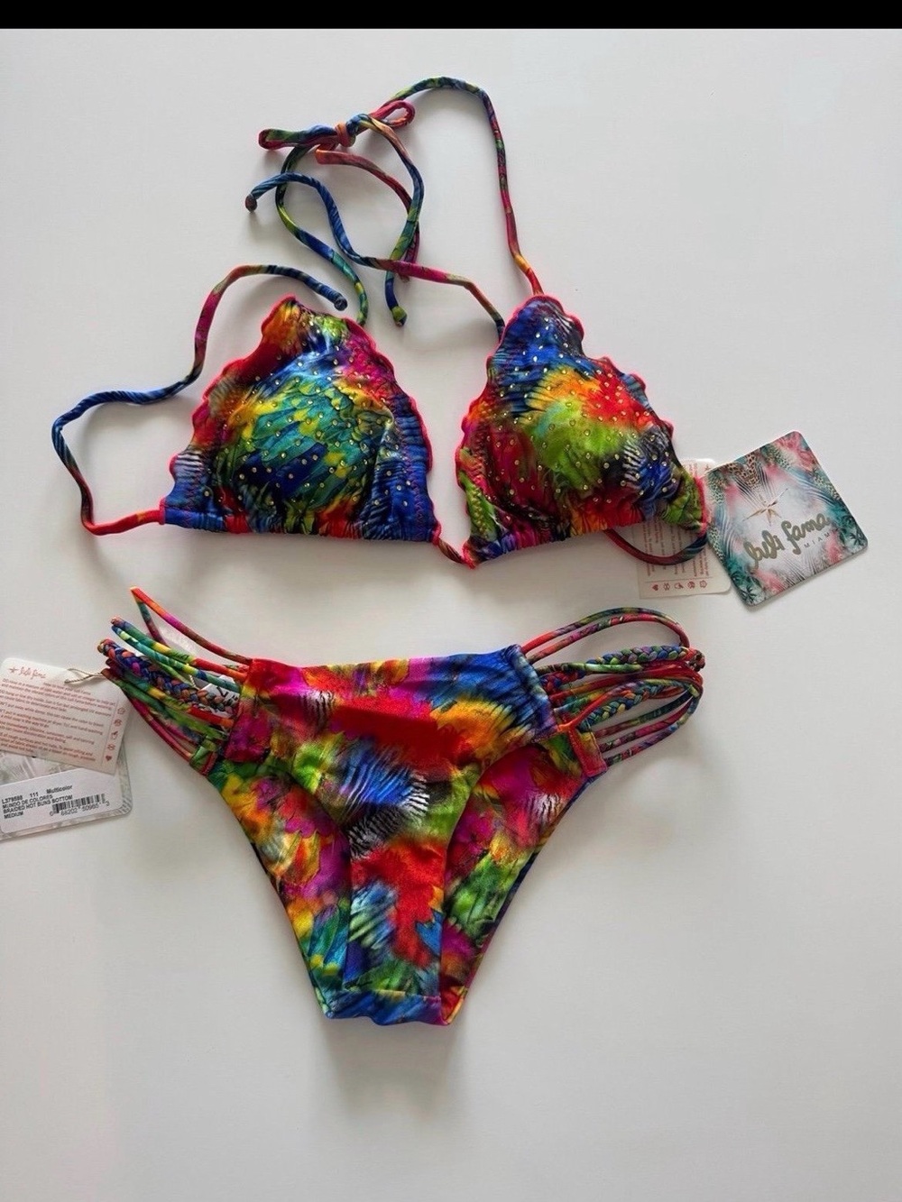 Luli Fama woman Vibrant Rainbow Tie-Dye Bikini - Blue, Green, Red, Yellow